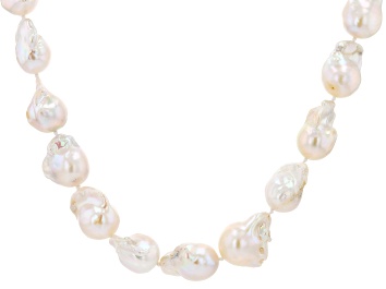Picture of Pre-Owned 13-16mm White Cultured Freshwater Pearl Rhodium Over Sterling Silver 20 Inch Necklace
