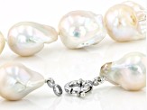 Pre-Owned 13-16mm White Cultured Freshwater Pearl Rhodium Over Sterling Silver 20 Inch Necklace