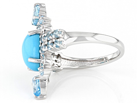 Pre-Owned Sleeping Beauty Turquoise Rhodium Over Sterling Silver Ring