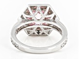 Pre-Owned Pink And White Cubic Zirconia Rhodium Over Sterling Silver Hexagon Cut Ring 6.88ctw