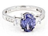Pre-Owned Blue And White Cubic Zirconia Rhodium Over Sterling Silver Ring 3.60ctw