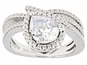 Pre-Owned White Cubic Zirconia Rhodium Over Sterling Silver Ring 3.39ctw