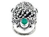 Pre-Owned Green Chrysoprase and Green Prasiolite Sterling Silver Ring .23ctw