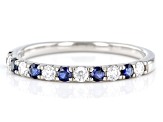 Pre-Owned Moissanite And Blue Sapphire Platineve ring .18ctw DEW