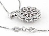 Pre-Owned White Diamond Rhodium Over Sterling Silver Cluster Pendant With 18" Box Chain 0.50ctw