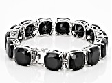 Pre-Owned Black Spinel Rhodium Over Sterling Silver Tennis Bracelet 120.00ctw