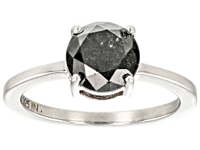 Pre-Owned Black Diamond Platinum Over Sterling Silver Solitaire Ring 2.00ctw