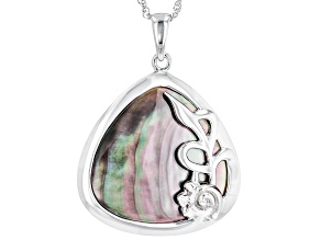 Pre-Owned Tahitian Mother-Of-Pearl Rhodium Over Sterling Silver Pendant With Chain