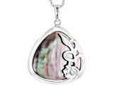 Pre-Owned Tahitian Mother-Of-Pearl Rhodium Over Sterling Silver Pendant With Chain