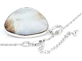 Pre-Owned Tahitian Mother-Of-Pearl Rhodium Over Sterling Silver Pendant With Chain