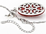 Pre-Owned Red Coral Sterling Silver Dragonfly Pendant With 18" Chain