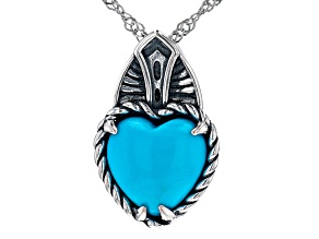 Pre-Owned Blue Sleeping Beauty Turquoise Rhodium Over Silver Pendant with Chain