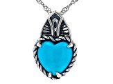 Pre-Owned Blue Sleeping Beauty Turquoise Rhodium Over Silver Pendant with Chain