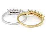 Pre-Owned Moissanite Platineve And14k yellow gold over silver ring set of two bands 1.20ctw DEW