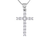 Pre-Owned White Cubic Zirconia Rhodium Over Sterling Silver Pendant With Chain 1.73ctw