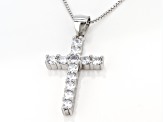 Pre-Owned White Cubic Zirconia Rhodium Over Sterling Silver Pendant With Chain 1.73ctw