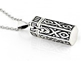 Pre-Owned Black Spinel Sterling Silver Men's Prayer Box Pendant With Chain 1.50ctw