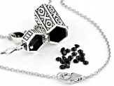 Pre-Owned Black Spinel Sterling Silver Men's Prayer Box Pendant With Chain 1.50ctw