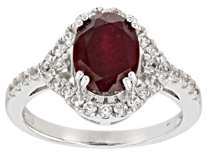 Pre-Owned Red Mahaleo(R) Ruby Rhodium Over Sterling Silver Ring 2.45ctw