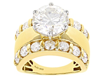 Picture of Pre-Owned Moissanite 14k Yellow Gold Over Silver Ring 6.44ctw DEW.