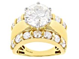 Pre-Owned Moissanite 14k Yellow Gold Over Silver Ring 6.44ctw DEW.