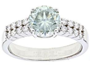 Pre-Owned Light Green Moissanite Platineve Ring 1.82ct DEW