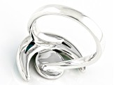 Pre-Owned Blue Turquoise Crescent Moon Rhodium Over Silver Ring