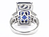 Pre-Owned Blue And White Cubic Zirconia Rhodium Over Sterling Silver Ring 17.25ctw