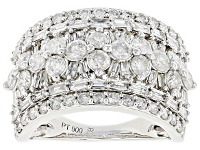 Pre-Owned White Diamond 900 Platinum Wide Band Ring 2.00ctw