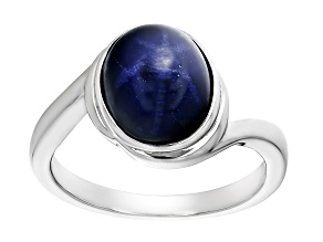 Pre-Owned Blue Star Sapphire Rhodium Over Sterling Silver Solitaire Ring 5.00ct