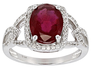 Picture of Pre-Owned Red Mahaleo(R) Ruby Rhodium Over Sterling Silver Ring 3.10ctw