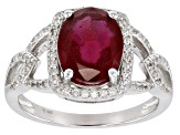 Pre-Owned Red Mahaleo(R) Ruby Rhodium Over Sterling Silver Ring 3.10ctw