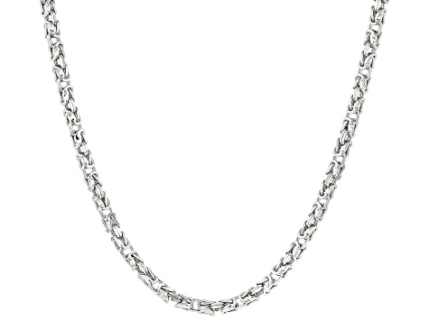 Pre-Owned Rhodium Over Sterling Silver Diamond Cut Square Byzantine Link 20 Inch Chain