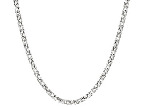 Pre-Owned Rhodium Over Sterling Silver Diamond Cut Square Byzantine Link 20 Inch Chain