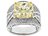 Pre-Owned Yellow & White Cubic Zirconia Rhodium Over Sterling Silver Center Design Ring 5.27ctw