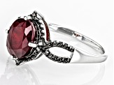 Pre-Owned Red Ruby Rhodium Over Sterling Silver Ring 2.39ctw