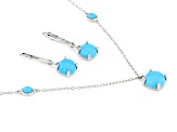 Pre-Owned Sleeping Beauty Turquoise Rhodium Over Sterling  Silver Necklace And Earring Set