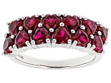 Picture of Pre-Owned Red Lab Created Ruby Rhodium Over Sterling Silver Ring 2.04ctw
