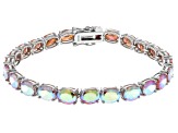 Pre-Owned Champagne Cubic Zirconia Rhodium Over Sterling Silver Tennis Bracelet 41.00ctw