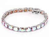 Pre-Owned Champagne Cubic Zirconia Rhodium Over Sterling Silver Tennis Bracelet 41.00ctw