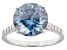 Pre-Owned Blue and Colorless Moissanite Platineve Ring 4.95ctw DEW.