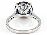 Pre-Owned Blue and Colorless Moissanite Platineve Ring 4.95ctw DEW.