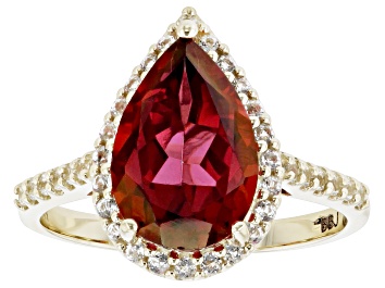 Picture of Pre-Owned Red Peony Color Topaz 10k Yellow Gold Ring 3.34ctw