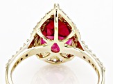 Pre-Owned Red Peony Color Topaz 10k Yellow Gold Ring 3.34ctw