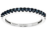 Pre-Owned Blue Diamond Rhodium Over Sterling Silver Band Ring 0.20ctw