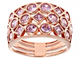 Pre-Owned Pink Cubic Zirconia 18K Rose Gold Over Sterling Silver Ring 3.86ctw