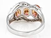 Pre-Owned Champagne Aurora Borealis And White Cubic Zirconia Rhodium Over Sterling Silver Ring 6.43c