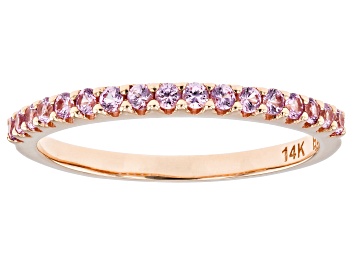 Picture of Pre-Owned Pink Sapphire 14k Rose Gold Band Ring 0.24ctw