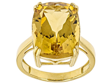 Pre-Owned Yellow Citrine 18k Yellow Gold Over Sterling Silver Ring 8.00ct