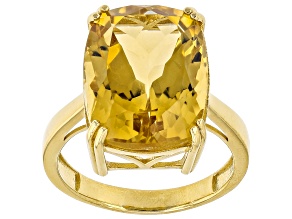 Pre-Owned Yellow Citrine 18k Yellow Gold Over Sterling Silver Ring 8.00ct